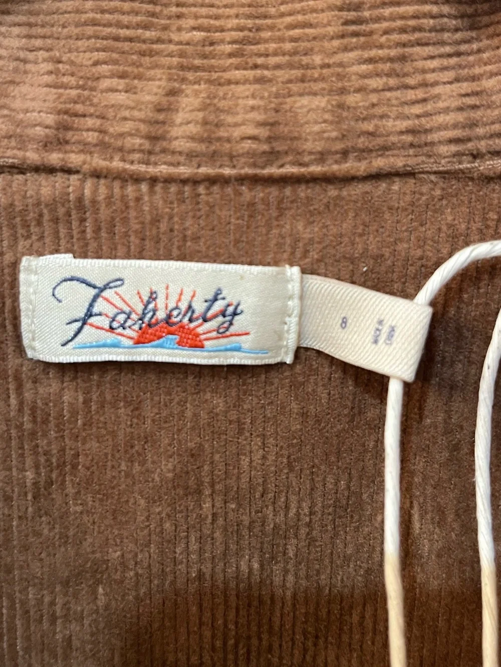 NWT! Faherty Michelle Stretch Brown Corduroy‎ Button Up Shirt Dress Preppy Sz. 8